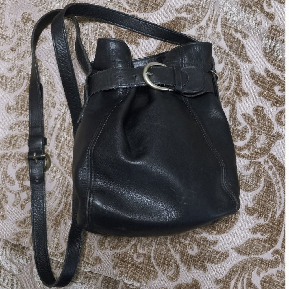 Vintage Coach Black Leather Bucket Bag Crossbody NO J6H-4156